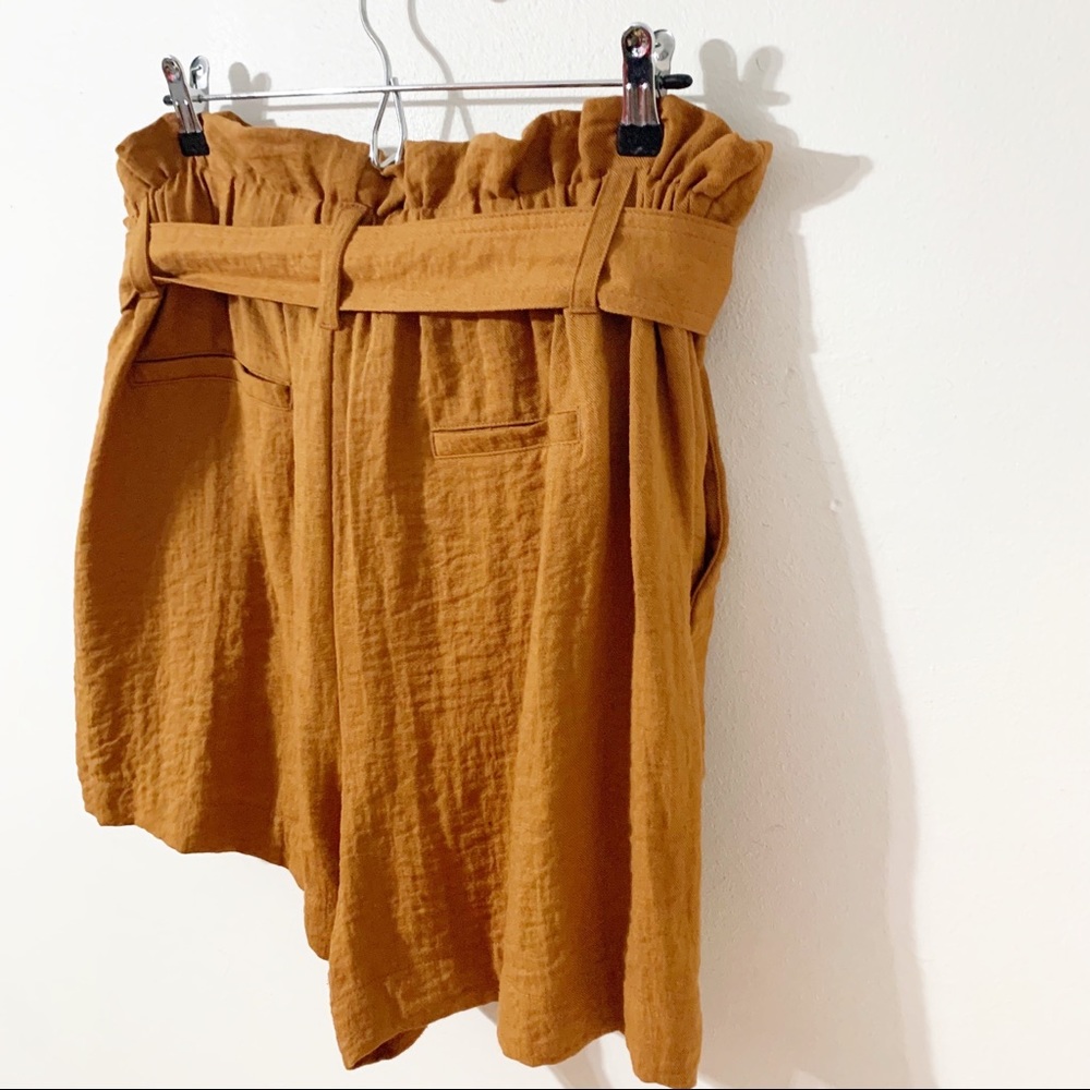 a new day Paper Bag Self Tie High Waisted Rayon Blend Shorts Burnt Orange - Picture 11 of 13